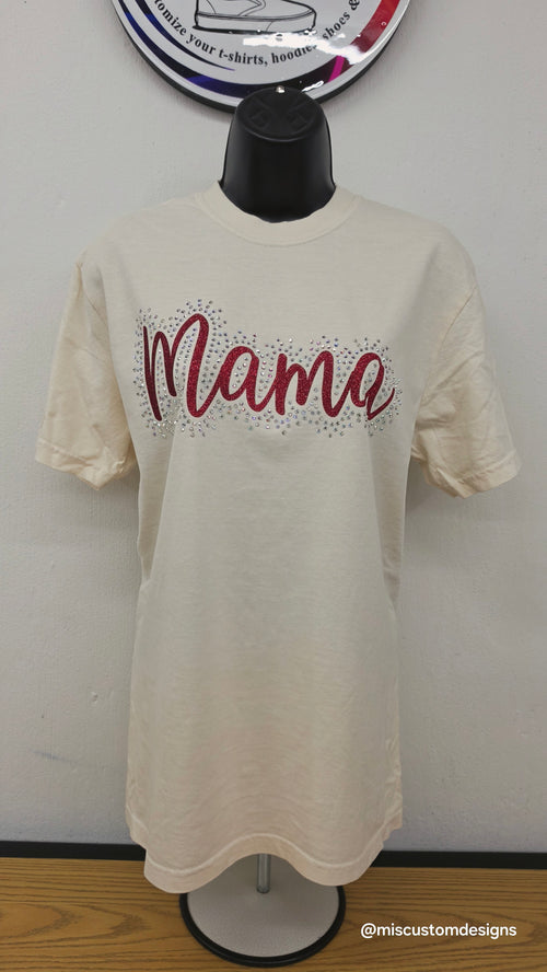 Custom Mama Glitter & Rhinestone Tee